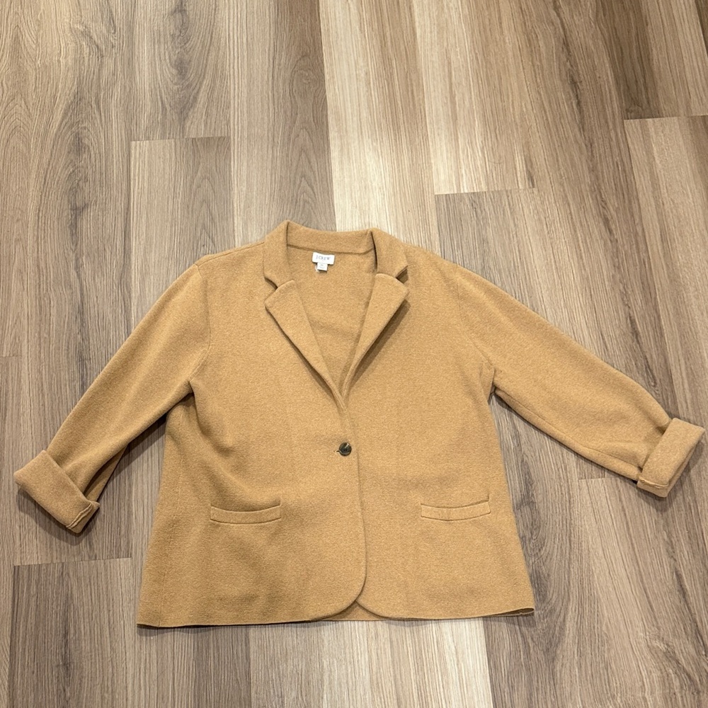 J. Crew Tan Women's Schoolboy Sweater Blazer - Picture 4 of 6
